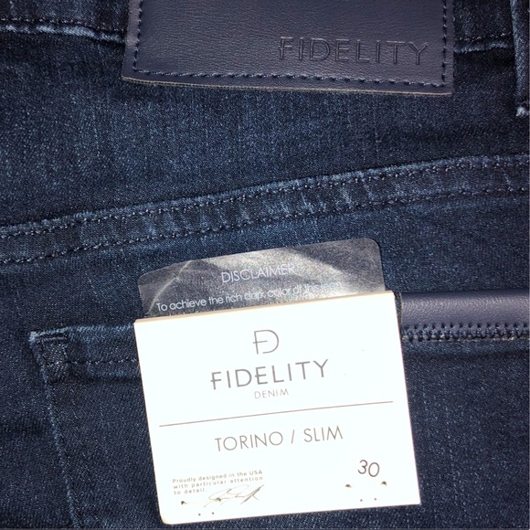 Fidelity DenimTorino Slim Dark Wash Jeans Size 30 Waist: 30” Inseams: 36.5” - Picture 15 of 16